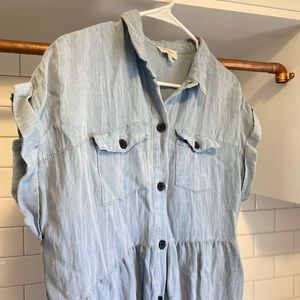 Umgee Chambray Denim Tiered Dress